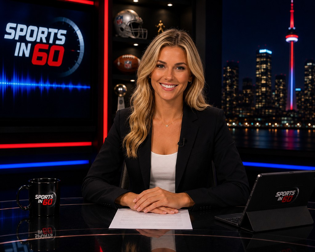 Allison Jensen in the Sports in 60 Toronto studio